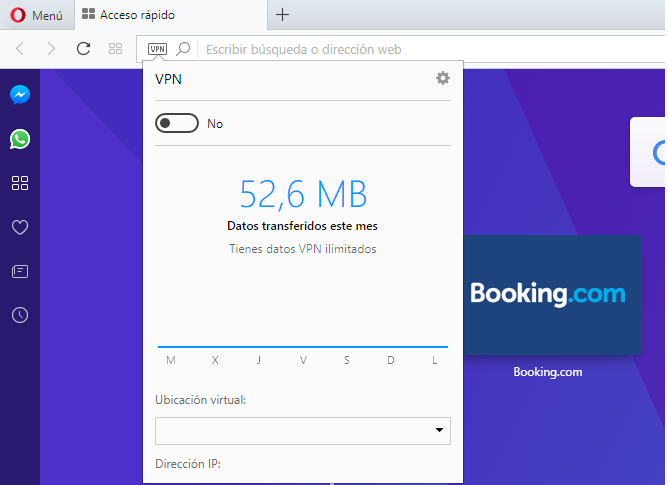Activar VPN Navegador Opera